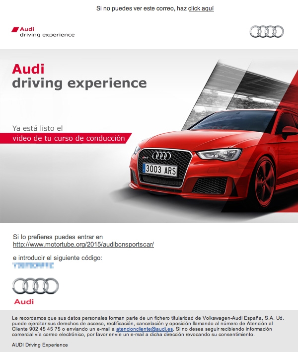E-mailing design for Audi